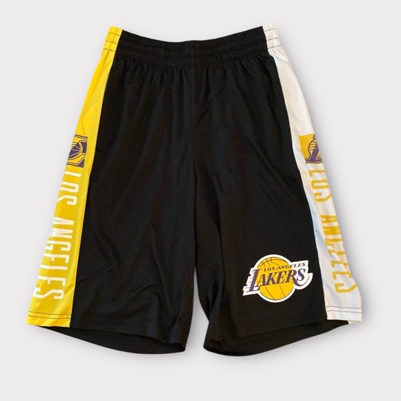 NBA ULTRA GAME Los Angeles Lakers Black Yellow Athletic Basketball Shorts Medium - Picture 1 of 16